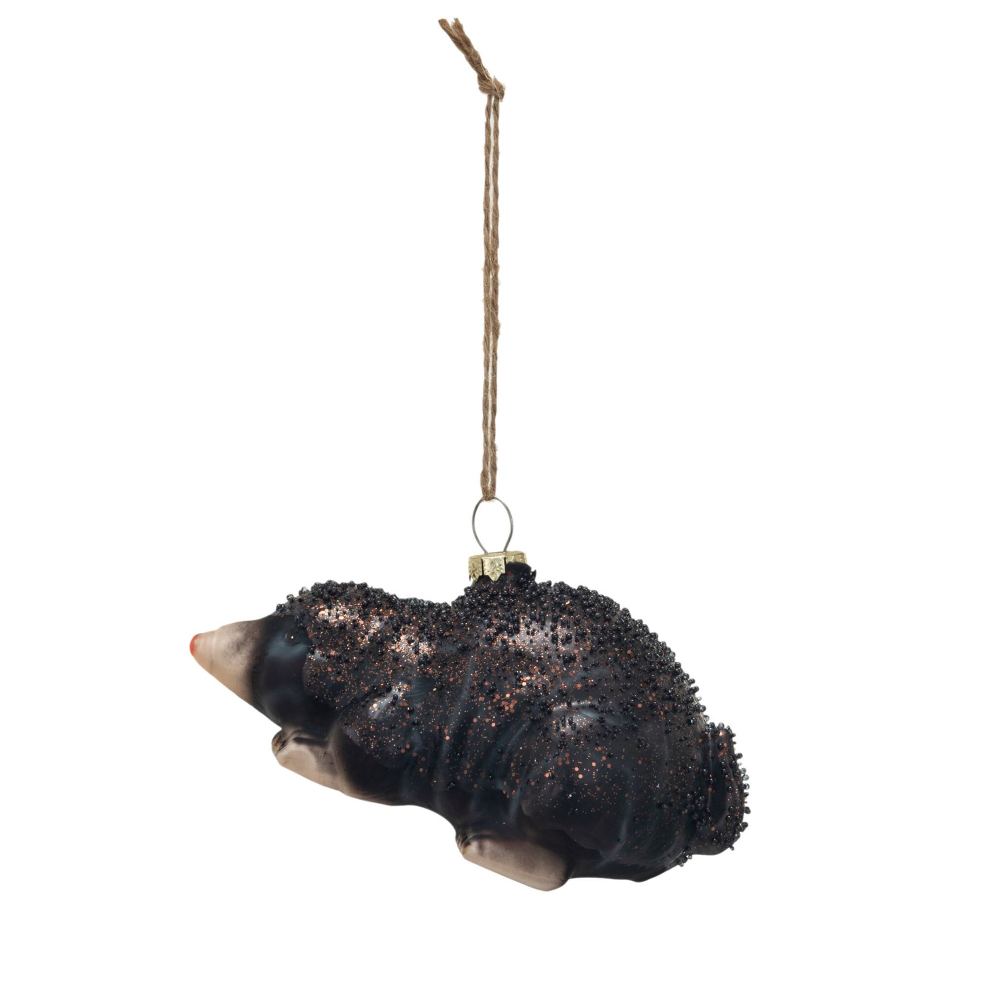 Hello Honey® Hand-Painted Brown Mole with Glitter Glass Ornament